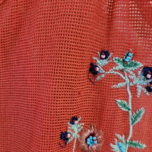 Forever 21 Sheer Embroidered Floral Cropped Tank Top Adjustable Straps Sz Small - Picture 8 of 10